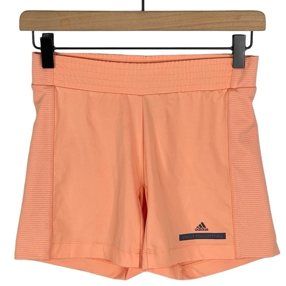 Adidas by Stella McCartney Running Short Small Elastic Waist Pull On Mesh Orange - Picture 1 of 7